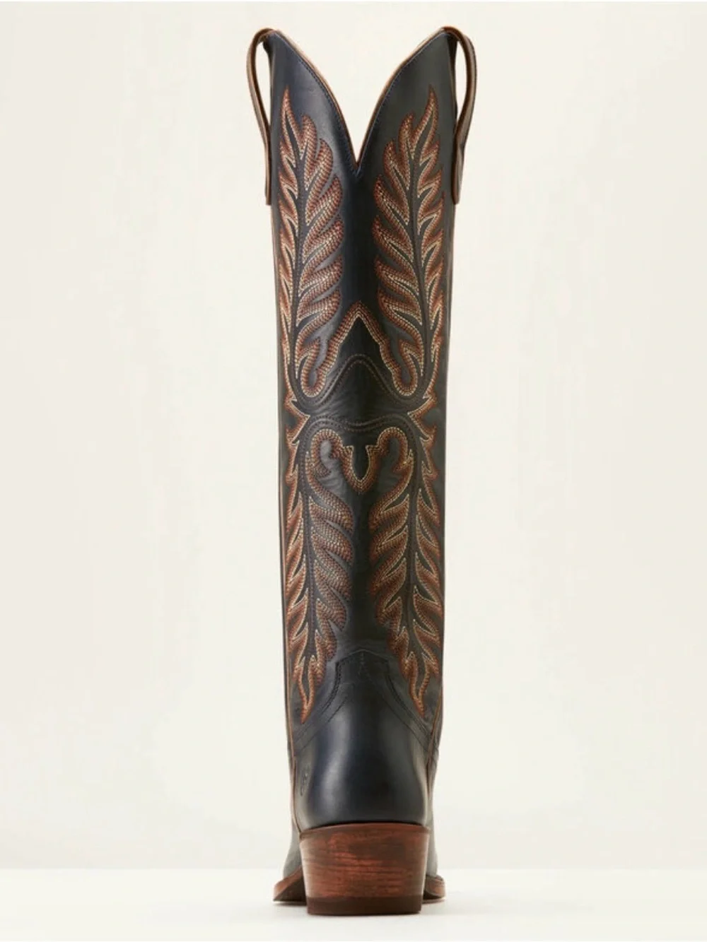 Ariat Navy Leather Tall Western Boots with Brown Stitching